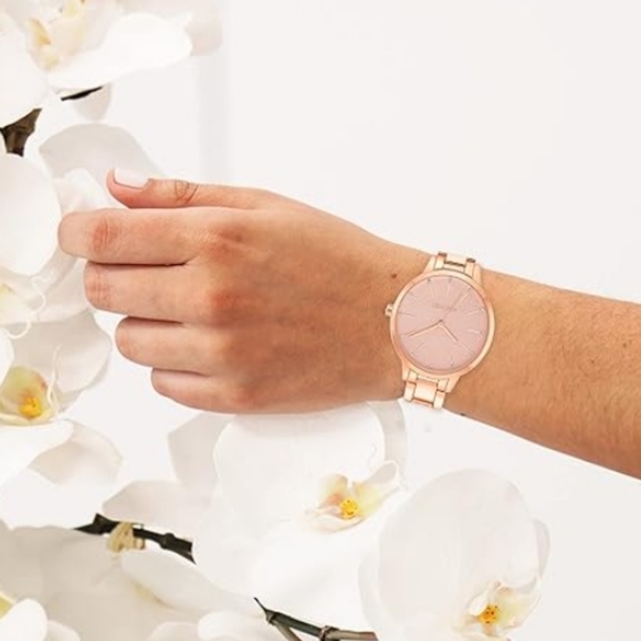 Women\'s Crystal Accented Bracelet Watch Pink /Rose Gold main image 4